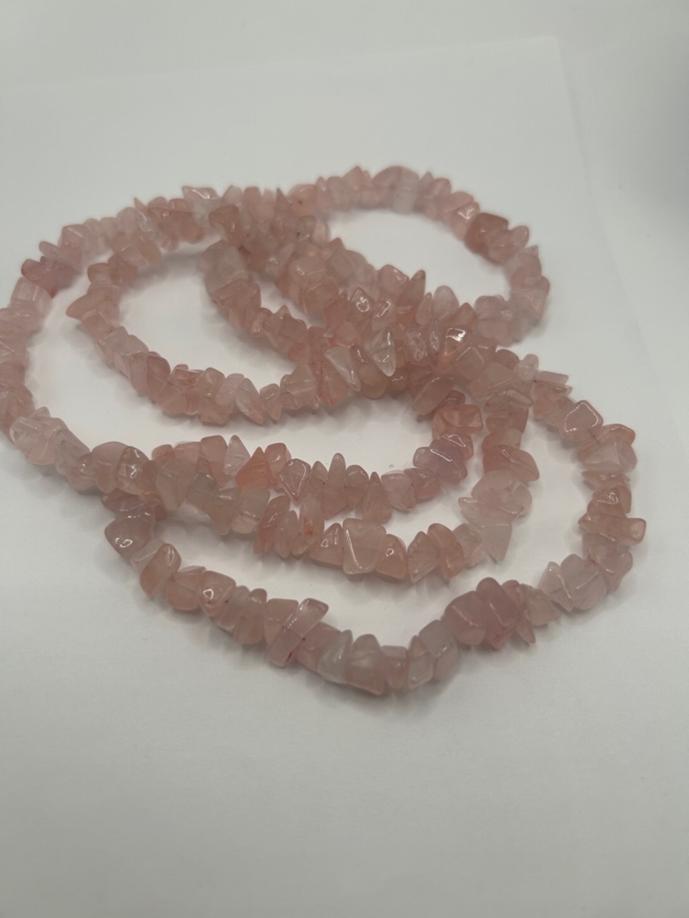 Vintage Pink Rose Quartz stone Necklace 34” Unisex Jewelry - Picture 11 of 14